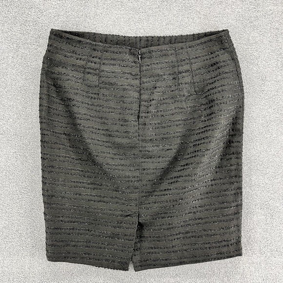 Forever 21 Tweed Mini Skirt womens Size 10 Black Pencil Stripe lined open back - Picture 2 of 12